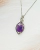 wisiory Naszyjnik Ametyst stal chirurgiczna wisiorek handmade wirewrapping