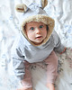 bluzy dla niemowlaka Bluza hoodie MIŚ szara z beżem