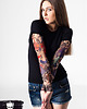 t-shirt damskie Czarny t-shirt z tatuażami Sexy & Zombie Siren
