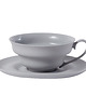 kubki i filiżanki Filiżanka  XL ze spodkiem / szara porcelana