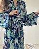 szlafroki damskie Szlafrok narzutka kimono w niebieski wzór