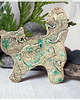 magnesy Zielony kot w kotki - ceramiczny rustykalny magnes