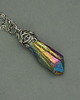 wisiory Wisiorek talizman surowy kwarc tytanowy kolorowy wire wrapping