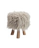 stołki Stołek, taboret z futrem, włochaty, ecru 39,5 cm