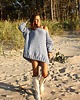 swetry damskie  Sweter handmade oversize  baby blue z wełną
