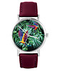 zegarki damskie Zegarek - Papugi, tropikalny - skórzany, burgund