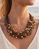 korale Naszyjnik bursztynowy w sylu boho, naszyjnik lniany, bursztyn bałtycki