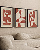 plakaty Zestaw trzech plakatów red abstract