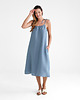 sukienki midi damskie Lniana Sukienka FLORA MIDI dusty blue