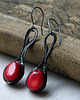 kolczyki wire wrapping koral - owale - kolczyki