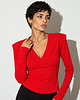 bluzki z długim rękawem damskie Longsleeve Close crew neck red poduchy