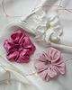 gumki do włosów 3 Jedwabne frotki /scrunchie Love zestaw różowy