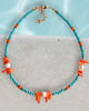 chokery Koral, perła, magnezyt - naszyjnik - choker - turkusowo-pomarańczowy