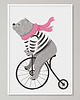 obrazy i plakaty do pokoju dziecięcego Plakat dla dziecka "Miś na rowerze"