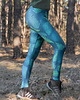 legginsy Sportowe legginsy wysoki stan PAPROCIE turkusowe -