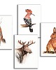 grafiki i ilustracje Akwarela ręcznie malowana "Zwierzęta leśne" zestaw  4szt