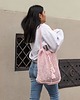 torby na ramię Różowa torba z bawełnianego sznurka z koralikami net bag