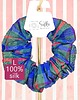gumki do włosów L średnia gumka do włosów jedwab naturalny scrunchie niebieska w kratkę