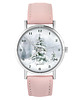zegarki damskie Zegarek - Zimowy, choinka - pudrowy róż, skóra