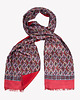tuby i kominy Ekskluzywny szal męski jedwabny czerwony z motywem geometrycznym 30x180 cm
