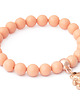 bransoletki z kamieni naturalnych Salmon pearl with rose gold teddy bear