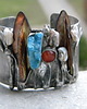 bransoletki wire wrapping Brązowy  liść  - BRANSOLETA MANKIET  CUFF