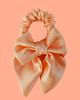 gumki do włosów Gumka jedwabna, scrunchie, frotka z kokardą brzoskwiniowa rosa