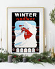 grafiki i ilustracje PLAKAT zimowy vintage,  Norwegia retro poster, narty ilustracja