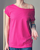 t-shirt damskie Ciemnoróżowy Oversize Bez Nadruku