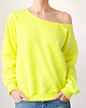 bluza bez kaptura damska Bluza fluo żółta z szerokim dekoltem