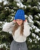 czapki damskie Gruba wełniana czapka Nordic beanie 100% wełna handmade kobalt niebieska