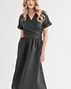 sukienki midi damskie Lniana Sukienka JASMINE DEEP BLACK