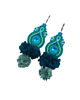 kolczyki soutache Kolczyki sutasz boho z kwiatami turkusowo zielone eleganckie Arcadia