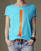 t-shirt damskie Pomarańczowa kreska turkusowy oversize
