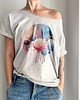 t-shirt damskie Banieczki różowe Szary Oversize