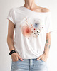 t-shirt damskie Delikatne botaniczne akcenty Biały Oversize