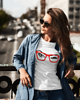 t-shirt damskie czerwone okulary koszulka