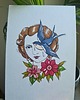 grafiki i ilustracje Obrazek Dama z Jaskółką (ręcznie malowany)