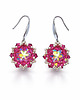kolczyki szklane Różowe Wiszące Kolczyki "Crystal Fuchsia Maxima" z Kryształów Preciosa