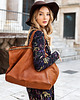 torby XXL Duża torebka skórzana oversize style shopper bag brąz camel
