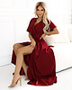 sukienki maxi damskie 581-2 JENNIFER długa suknia z rozcięciem na nogę i dekoltem - bordowa