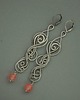 nausznice Długie, oryginalne kolczyki kwarc malinowy wire wrapping