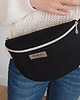 saszetka nerka Czarna nerka pleciony materiał boho na ramię