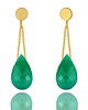 kolczyki złote Earrings Chalcedon Chromowy Krople złoto 585