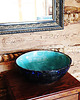 umywalki Umywalka ceramiczna, umywalka turkusowa, nablatowa, okragła