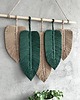 makramy Makrama Liście Butelkowa Zieleń Beż Ozdoba Boho Natura 60 cm