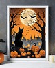 grafiki i ilustracje PLAKAT dekoracja Halloween czarny kot dynia księżyc