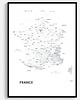 plakaty FRANCJA czarno-biała mapa plakat