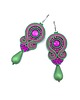 kolczyki soutache Cleo kolczyki sutaszowe kolorowe zielono fuksjowe z łezką