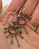 kolczyki wire wrapping Zielone promyki